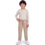 Onloox Erkek Bej Pamuklu Gabardin Dar Paça Regular Kesim Kargo Cepli Beli Lastikli Pantolon (1.5-5 Yaş) - 4 Yaş