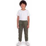 Onloox Erkek Çocuk Haki Yeşil Pamuklu Gabardin Dar Paça Beli Lastikli Kargo Cepli Pantolon (1.5-5 Yaş) - 4 Yaş