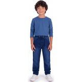 Onloox Erkek Çocuk Koyu Mavi Denim Dar Paça Regular Kesim Beli Lastikli Bağcıklı Jean Pantolon (5-9 Yaş)