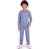 Onloox Erkek Çocuk Mavi Pamuklu Bisiklet Yaka Lastikli Paça Kare Desenli Pijama Takımı (10 Yaş)