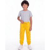 Onloox Erkek Çocuk Sarı Pamuklu Denim Paçası Lastikli Regular Kesim Beli Bağcıklı Pantolon (3-7 Yaş)