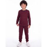 Onloox Erkek Çocuk Vişne Çürüğü Pamuklu Penye Bisiklet Yaka Ekose Desenli Regular Pijama Takımı (9-10 Yaş) - 9 Yaş