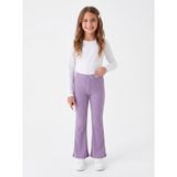 Onloox Kız Çocuk Lila Pamuklu Kaşkorse Ispanyol Paça Slim Fit Belden Arma Detaylı Tayt (3-5 Yaş) - 4 Yaş