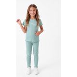 Onloox Kız Çocuk Mint Yeşili Kaşkorse Bisiklet Yaka Kısa Kollu Simli Baskılı Taytlı Takım (1.5-4 Yaş) - 1,5 Yaş