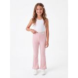 Onloox Kız Çocuk Pembe Pamuklu Kaşkorse Ispanyol Paça Slim Fit Belden Arma Detaylı Tayt (3-5 Yaş) - 4 Yaş