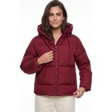 Onloox Koyu Bordo Pamuklu Likralı Esnek Kumaş Kapüşonlu Fermuarlı Elyaf Dolgulu Şişme Mont Hoodie - 36