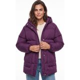 Onloox Mor Polyester Kapüşonlu Regular Fit Fermuarlı Astarlı Cepli Şişme Mont