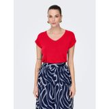 ONLRILLA S/S V-NECK TOP JRS Kadın Kırmızı T-Shirt - 15315776