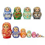 Onlu Ahşap Matruşka Bebek Seti Tombul 15Cm Renkli 10 Parça T15