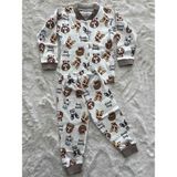 Önlüklü Köpek Desenli Çıtçıtlı Pijama Takımı - Kahverengi - 1 Yaş