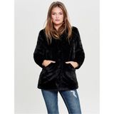 Only 15164600 Onlvıda Kadın Siyah Faux Fur Mont Uzun Kol Dik Yaka Rahat Günlük Stil - XS