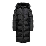 Only 15205637-BLK Monica Long Puffer Coat Siyah Kadın Kapüşonlu Mont