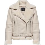 Only 15260002 Onlagnete Faux Leather Krem Biker JKT OTW Kadın Mont