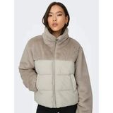 Only 15292945-MOONBEAN Wanja Fur Puffer Mix Krem Kadın Mont
