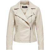 Only 15295362 Capraz Fermuarlı Derı Mont - Krem - XS