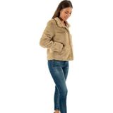 Only 15295423 Newvıda Lıfe Tuylu 2 Sus Cep Onden Cıtcıtlı Pelus Kısa Mont - Krem - XL