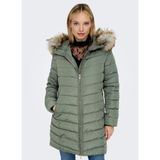 Only Açık Yeşil Kadın Kaban Onlellan Quılted Hood Fur Coat cc O - S