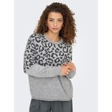 Only Bayan Desenli Örme Kazak 15294969 - Açık Gri - XL