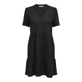 ONLY Bayan Elbise ONLTIRI-Caro S/S V Yaka LIN Dress CC PNT, Siyah, S