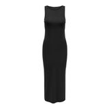 ONLY Bayan Onlea S/L Long Slit Dress JRS Now maksi elbise, Siyah, L