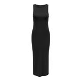 ONLY Bayan Onlea S/L Long Slit Dress JRS Now maksi elbise, siyah, S, Siyah, S
