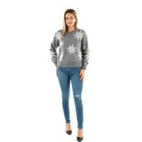 ONLY Bayan Onlrosie Ls O-Neck Glitter KNT kazak, Orta gri melanj/desen: gümüş parıltı, L