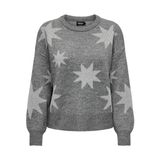 ONLY Bayan Onlrosie Ls O-Neck Glitter KNT kazak, Orta gri melanj/desen: gümüş parıltı, M