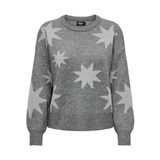 ONLY Bayan Onlrosie Ls O-Neck Glitter KNT kazak, Orta gri melanj/desen: gümüş parıltı, S