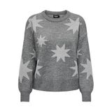 ONLY Bayan Onlrosie Ls O-Neck Glitter KNT kazak, Orta gri melanj/desen: gümüş parıltı, XS