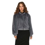 ONLY Faux Fur Bomber Mont, XS, 5003296273, Antrasit, Kadın