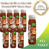 Only Fresh Elma Suyu Taze Soğuk Sıkım %100 Saf 250ml x 8 adet - 2 lt