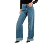 Only Geniş Bacaklı Blue Denim Kadın Kot Pantolon