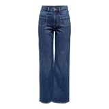 ONLY Geniş bacaklı kadın kot pantolon, Koyu Medium Blue Denim, 26W / 32L