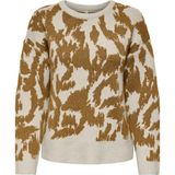 Only Gigi Ls Glitter O-Neck Kadın Triko Kazak – Işıltılı Bisiklet Yaka - Bej - XS