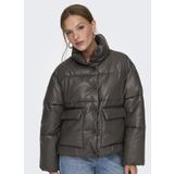 Only Gümüş Kadın Mont ONLANJA FAUX LEATHER OVERSIZE PUFFE