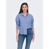 Only Jdy Bayan Çizgili Pamuklu Uzun Kollu Gömlek 15345487 - XL - Mavi