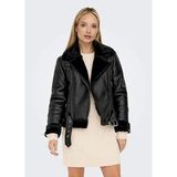 Only Kadın Biker Ceket Siyah Uzun Kol Model 15260002 Düz Desenli Şık Tasarım