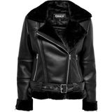 Only Kadın Biker Ceket Siyah Uzun Kol Model 15260002 Düz Desenli Şık Tasarım