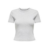 ONLY Kadın Bisiklet Yaka Basic Tişört, Gri Melanj, XL Beden