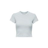 ONLY Kadın Çizgili Kısa Kollu Crop Top, Beyaz/Mavi, S Beden