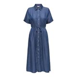 ONLY Kadın gömlek bluz elbise ONLCHARIS uzun elbise, Koyu mavi denim, M