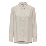 ONLY Kadın Gömlek ONLSIESTA L/S LINEN BL OVS SHIRT PNT Kırık Beyaz S