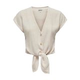 ONLY Kadın Gömlek ONLSIESTA SS KNOT LIN BL SHIRT PNT NOOS Kırık Beyaz M
