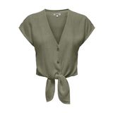 ONLY Kadın Gömlek ONLSIESTA SS KNOT LIN BL SHIRT PNT NOOS Koyu Yosun Yeşili M