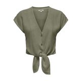ONLY Kadın Gömlek ONLSIESTA SS KNOT LIN BL SHIRT PNT NOOS Koyu Yosun Yeşili XS