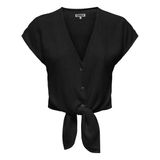 ONLY Kadın Gömlek ONLSIESTA SS KNOT LIN BL SHIRT PNT NOOS Siyah XS