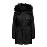 ONLY Kadın Kapüşonlu Mont, Siyah, XS Beden