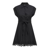 ONLY Kadın Kısa Elbise ONLLOU LIFE EMB S/S SHIRT DRESS PTM Siyah XS