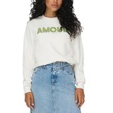 ONLY Kadın ONLANA L/S EMBROIDERY O-NECK BOX SWT Sweatshirt, Kirli Beyaz, S