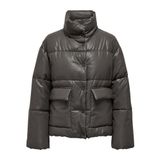 ONLY Kadın ONLANJA FAUX LEATHER OVERSIZE PUFFER OTW Mont, Koyu Gri, L